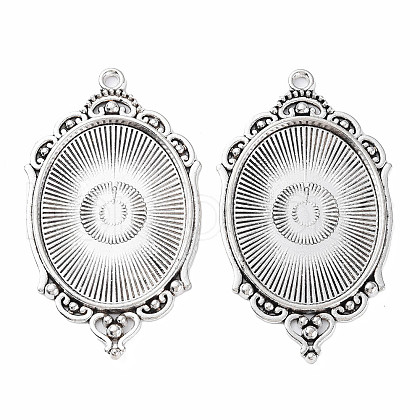 Tibetan Style Alloy Pendant Cabochon Settings X-TIBEP-R304-016AS-LF-1
