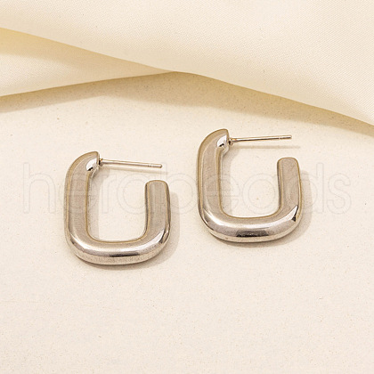 Irregular C Shape Stainless Steel Stud Earrings for Women NX3649-3-1