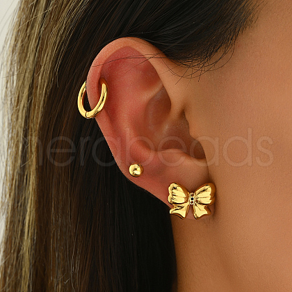 Elegant Stainless Steel Bowknot Earrings Set for Women LF8079-1