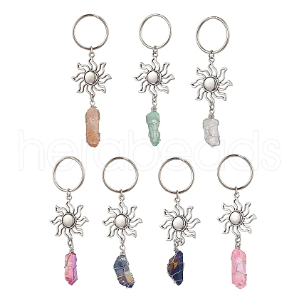 Natural Quartz & Alloy Keychain KEYC-JKC01147-1