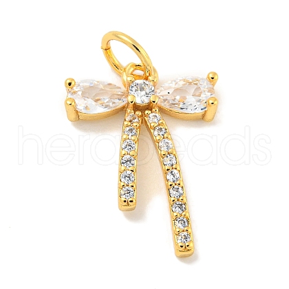 Rack Plating Brass Micro Pave Clear Cubic Zirconia Pendants KK-B093-01C-G-1