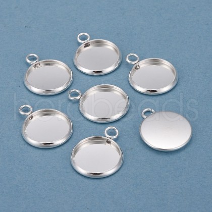 304 Stainless Steel Pendant Cabochon Settings STAS-F191-14S-C-1