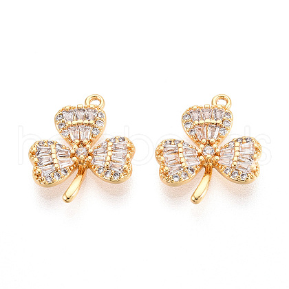 Brass Micro Pave Cubic Zirconia Pendants KK-N263-04G-1