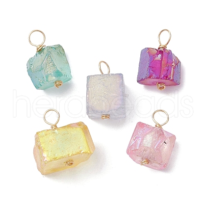 Electroplated Natural Quartz Pendants PALLOY-JF02322-02-1