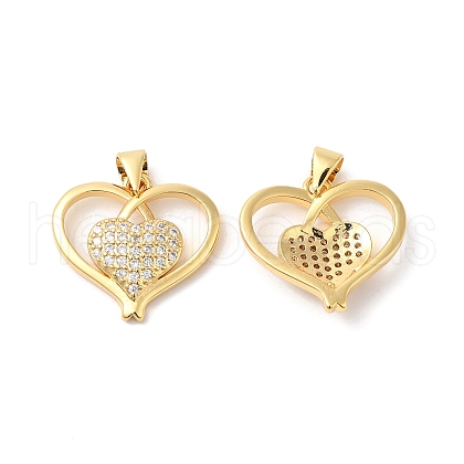 Brass Micro Pave Clear Cubic Zirconia Pendants ZIRC-L103-044G-1