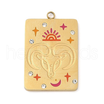 304 Stainless Steel Rhinestones Pendants STAS-D306-01G-A-1