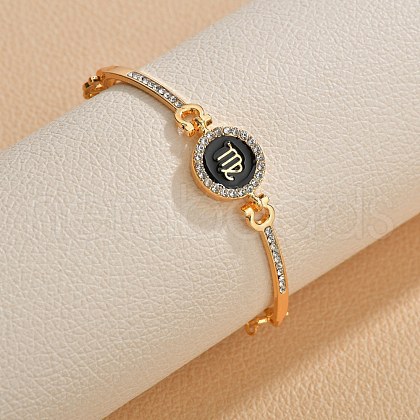 12 Constellations Golden Alloy Rhinestone Bangles for Women WG283F1-10-1