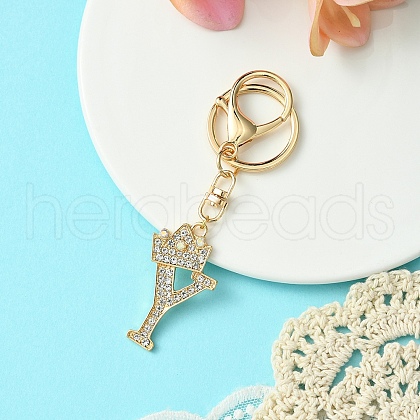 Golden Alloy Rhinestone Keychain KEYC-YW00105-25-1