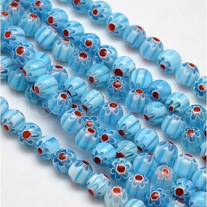 Round Millefiori Glass Beads Strands LK-P002-04-1