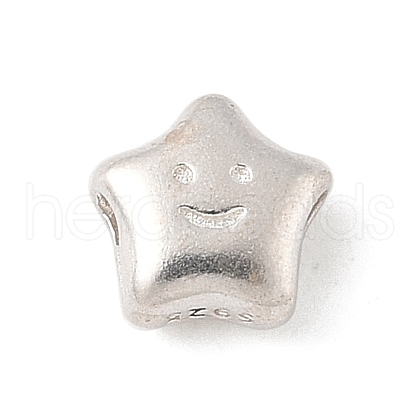 925 Sterling Silver Smiling Face Star Beads STER-R013-19S-1