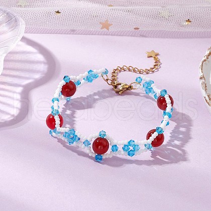 Natural Carnelian Beads Bracelets BJEW-MZ00149-1