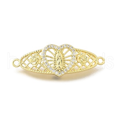 Brass Pave Cubic Zirconia Religion Connector Charms KK-Q066-16B-G-1