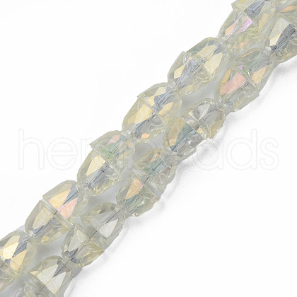 Electroplate Transparent Glass Beads Strands EGLA-N002-35-C03-1