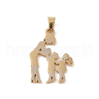 Mother's Day Ion Plating(IP) 304 Stainless Steel Pendants STAS-U002-08G-1