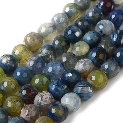 Dyed & Heated Natural Fire Crackle Agate Beads Strands G-P539-B01-02-1