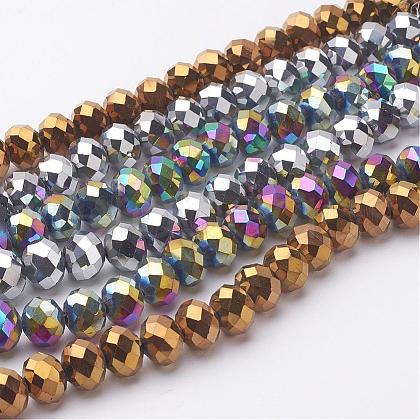 Electroplate Glass Beads Strands GR7x10mmY-M2-1