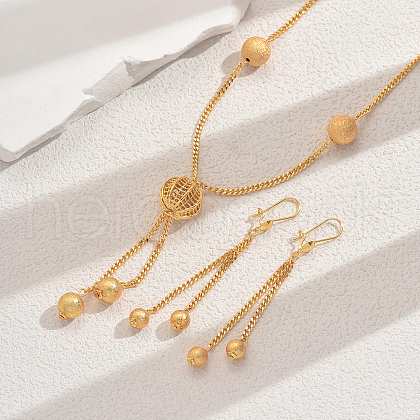 Iron & Brass Hollow Round Tassel Necklaces & Earrings Sets for Women TK6630-1