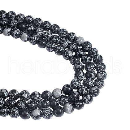 SUPERFINDINGS 3 Strands Natural Snowflake Obsidian Beads Strands G-FH0001-62-1