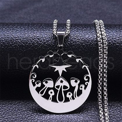 Non-Tarnish 304 Stainless Steel Pendant Necklaces NJEW-K253-22P-1