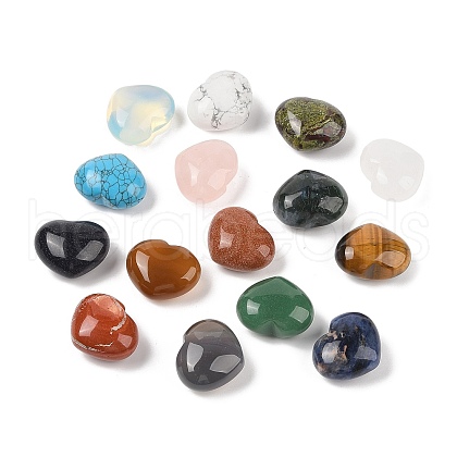 Mother's Day Gifts Natural & Synthetic Mixed Gemstone Love Heart Stone G-I367-03-1
