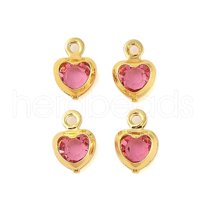 Heart Rack Plating Brass Glass Pendants X-KK-S385-01G-03-1