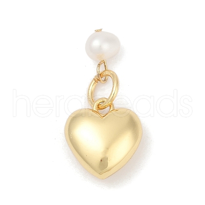 Natural Cultured Freshwater Pearl & Brass Pendants KK-U062-10G-1