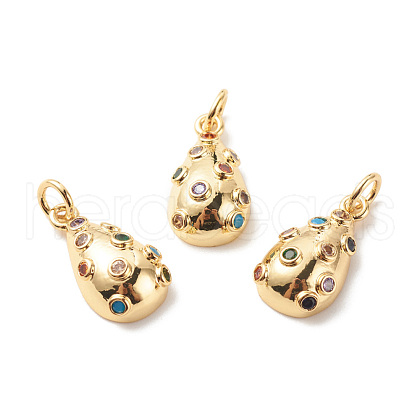 Brass Micro Pave Colorful Cubic Zirconia Pendants KK-G420-26G-1