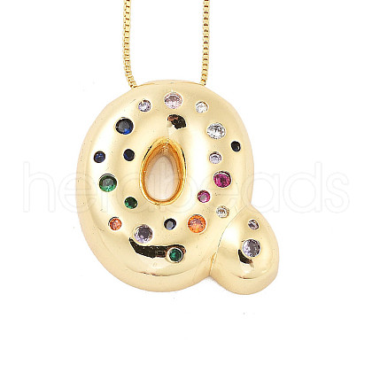 Brass Micro Pave Cubic Zirconia Letter Pendant Necklaces KK-Z069-01G-Q-1