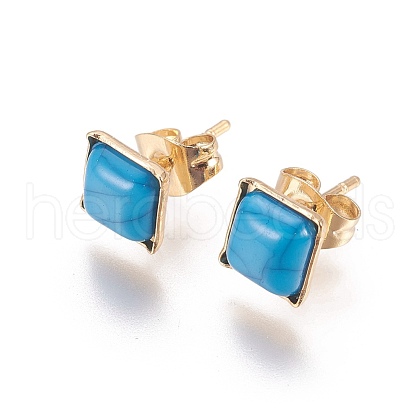 Golden Tone 304 Stainless Steel Stud Earrings EJEW-L222-01G-1