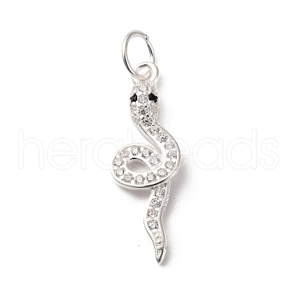 925 Sterling Silver Micro Pave Black and Clear Snake Pendants STER-D304-04A-S-1