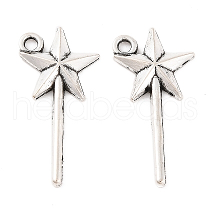 Fairy Tale Tibetan Style Alloy Magic Wand Pendants TIBEP-36112-AS-RS-1