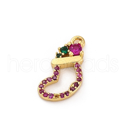 Christmas Series Brass Micro Pave Cubic Zirconia Pendants KK-Q010-01G-01A-1