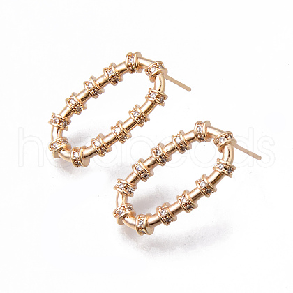 Brass Clear Micro Pave Cubic Zirconia Stud Earrings KK-N232-193-NF-1