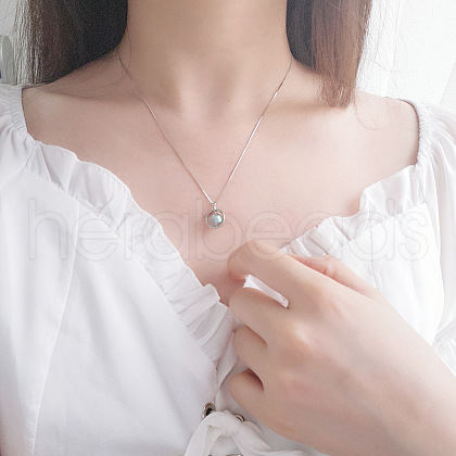 Round 925 Sterling Silver with Natural Moonstone Pendant Necklaces for Women FS-WG25D47-01-1
