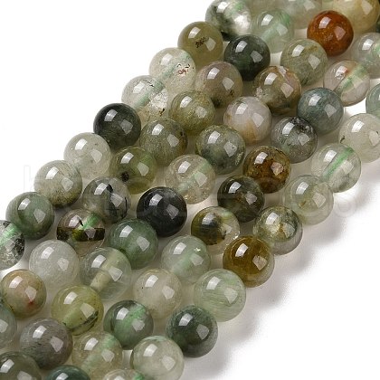 Natural Green Rutilated Quartz Beads Strands G-D481-11A-1