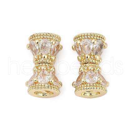 Brass Micro Pave Clear Cubic Zirconia Screw Clasps KK-H202-02A-G-1