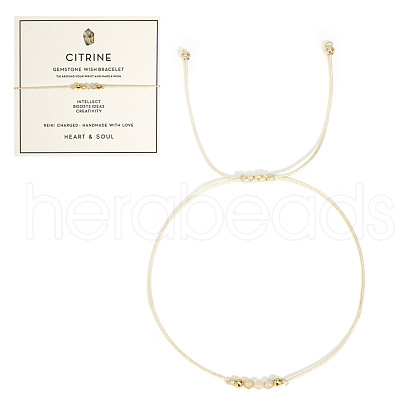 Natural Citrine Braided Beads Bracelets for Women LU0568-6-1