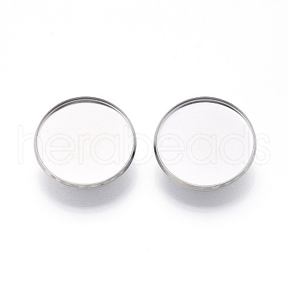 304 Stainless Steel Brooch Cabochon Settings STAS-E547-08E-P-1