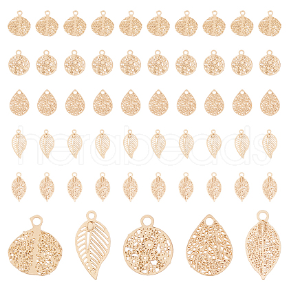 SUPERFINDINGS 150Pcs 5 Style Rack Plating Brass Filigree Charms KKC-FH0001-04-1