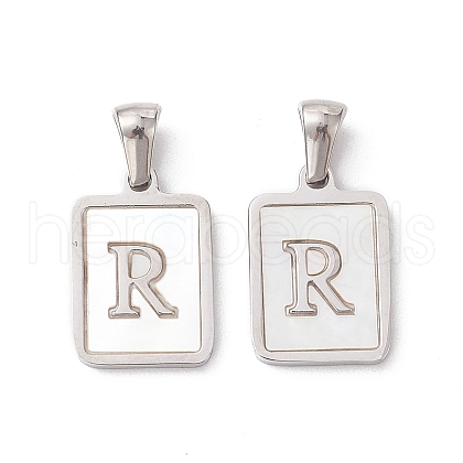 304 Stainless Steel Pave Shell Pendants STAS-G327-01P-R-1