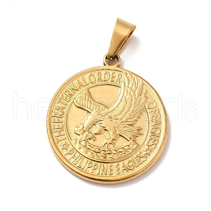 PVD Vacuum Plating 201 Stainless Steel Coin Pendants STAS-P314-33G-1