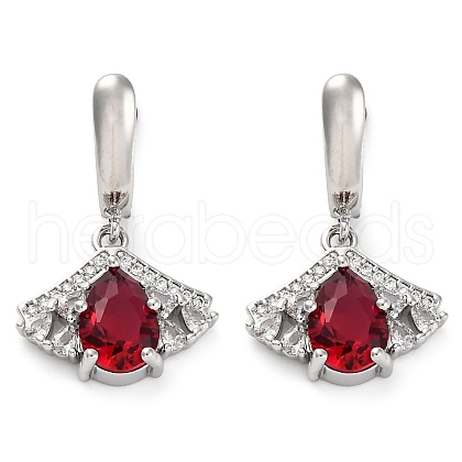 Brass Pave Cubic Zirconia Ginkgo Leaf Hoop Earrings for Women EJEW-I304-30P-06-1