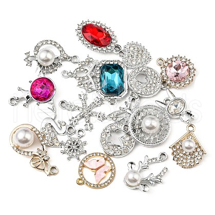 Alloy Rhinestone Pendants ALRI-XCP0001-14GP-1