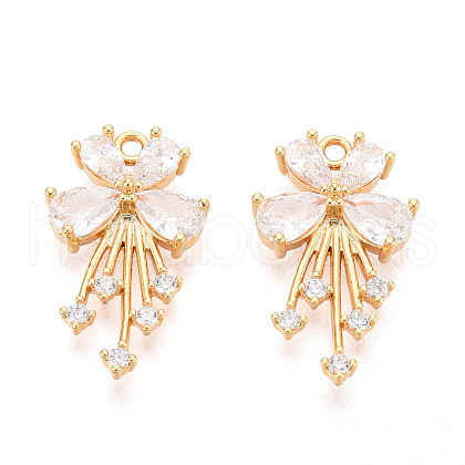 Brass Micro Pave Cubic Zirconia Pendants KK-N263-50G-1