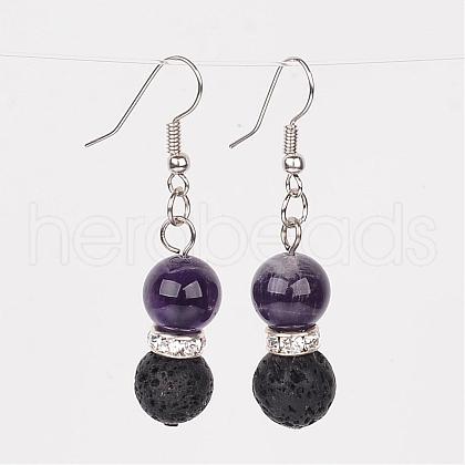 Natural Lava Rock Dangle Earrings EJEW-JE02053-05-1