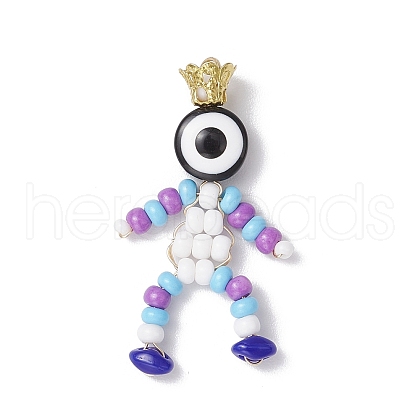 Baking Paint Glass Seed Beaded Human Pendants PALLOY-MZ00653-01-1