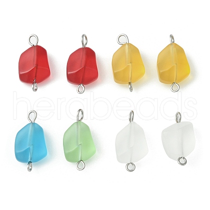 Transparent Frosted Glass Connector Charms PALLOY-JF02186-1