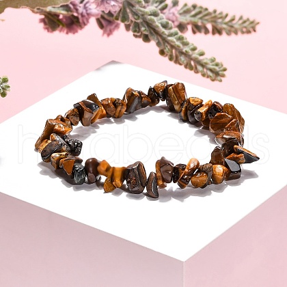 Tiger Eye Chips Stretch Bracelets BJEW-JB01308-02-1
