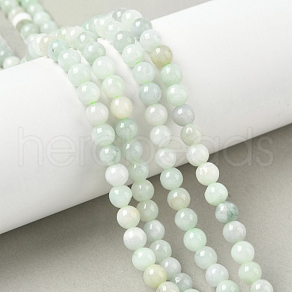 Natural Myanmar Jadeite Beads Strands G-M454-A01-6mm-1