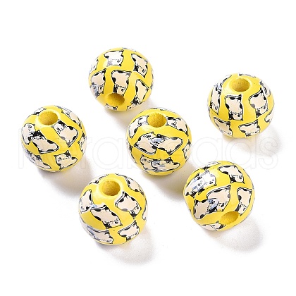 Printed Wood Beads WOOD-C017-01B-1